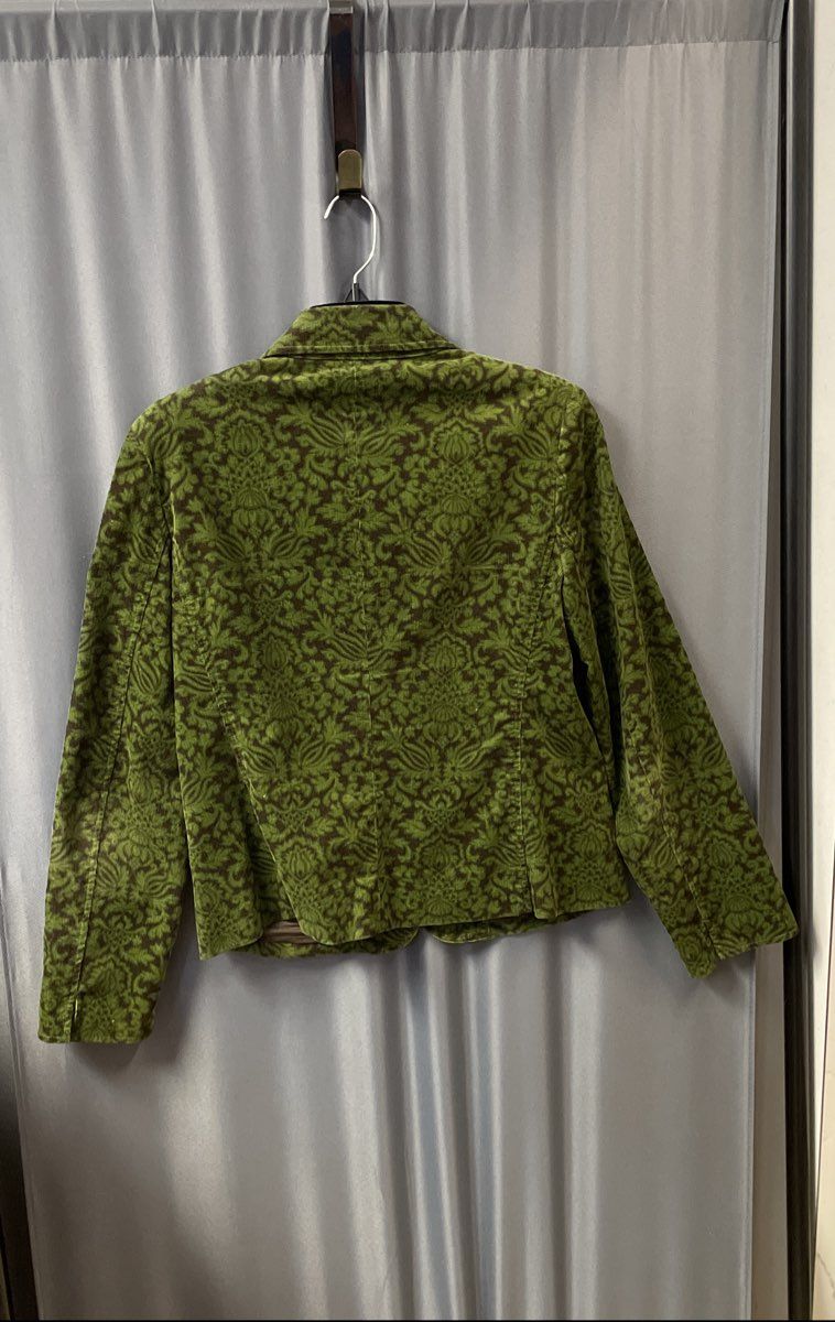 Talbots Women's Green Brown Damask Floral Corduroy Jacket Blazer Sz 6