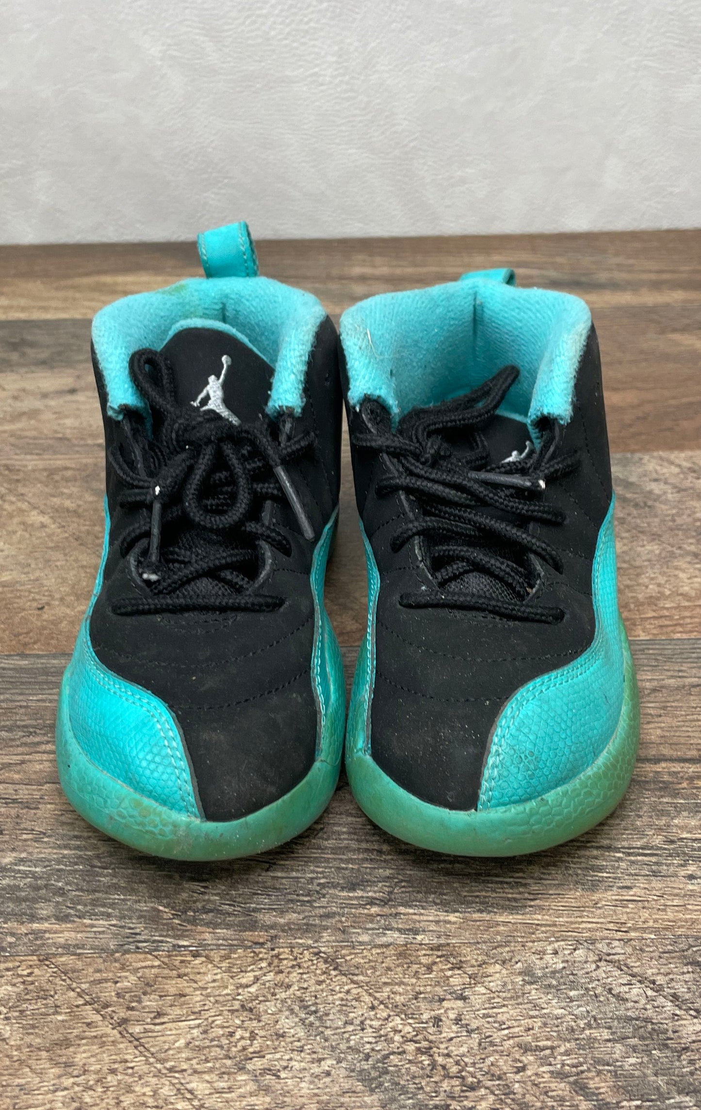 Nike Air Jordan 12 Retro Hyper Jade Black Toddler Sneakers Size 10C