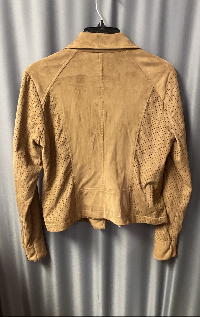 Kate & Mallory Women's Brown Sueded Perforated Moto Jacket Sz S