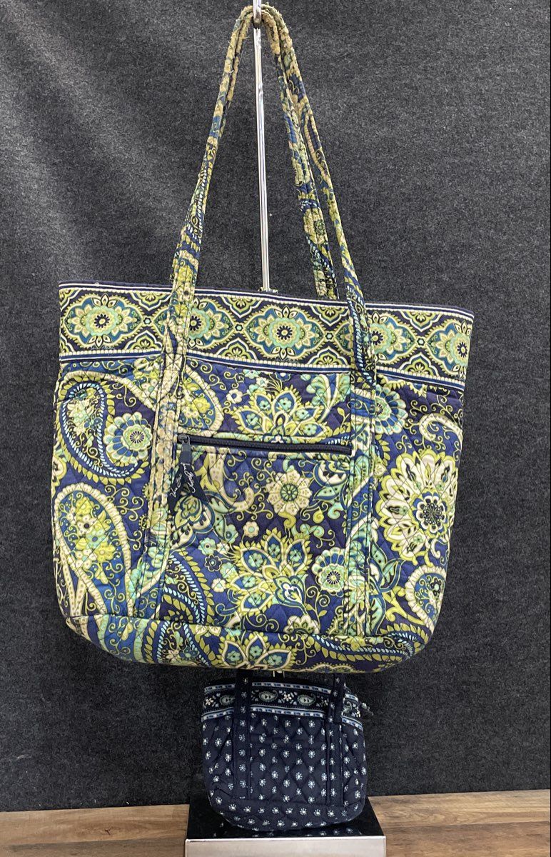 Vera Bradley Quilted Cotton Paisley Tote and Mini Handbag Purse Lot of 2