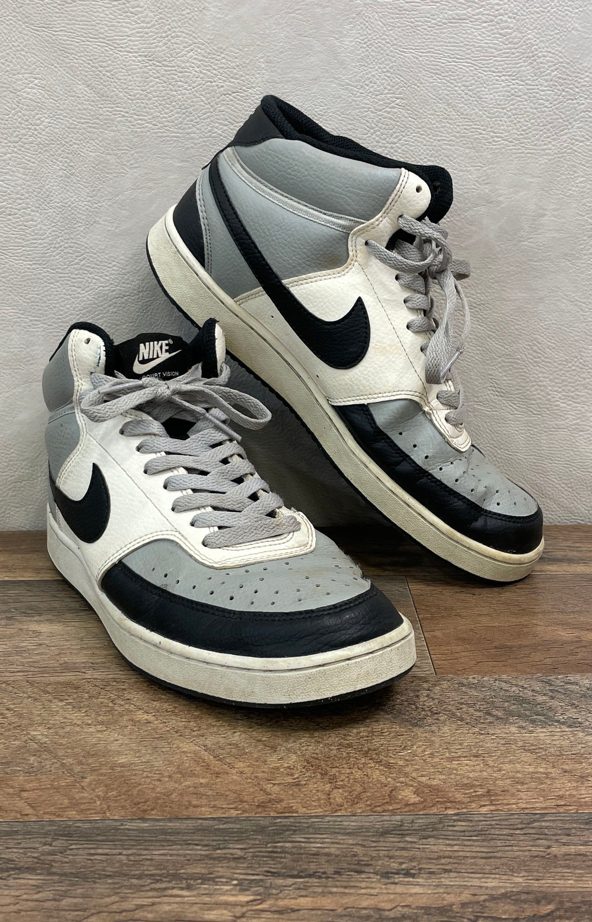 Nike Court Vision Mid Black White Grey High Top Sneakers Men's Size 10.5