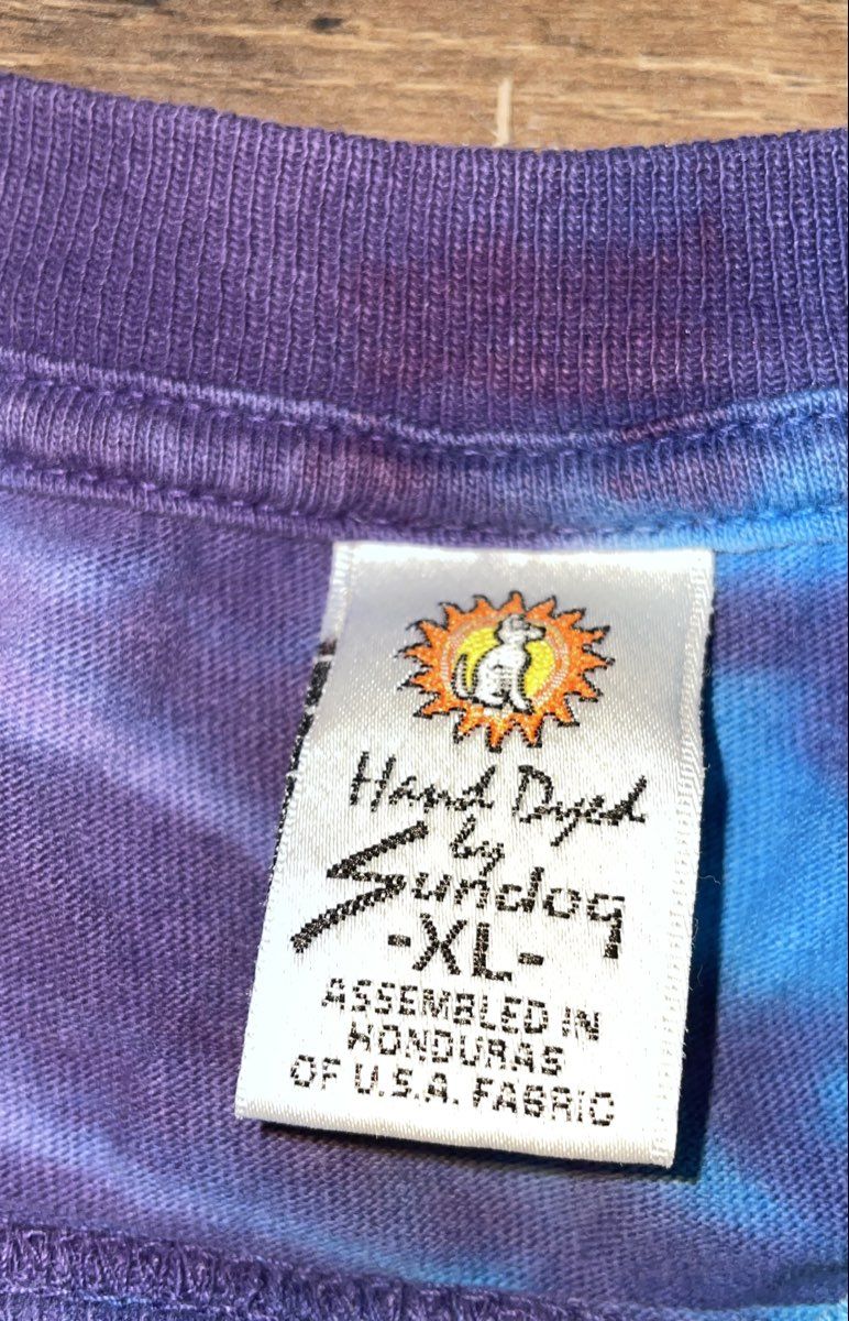 Vintage 90s Sundog Men's Rainbow Spiral Hand Dyed Tie Dye T-Shirt Size XL