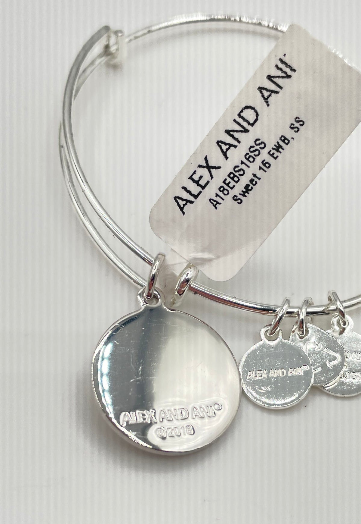 Alex And Ani Silver Tone Mixed Metal Sweet 16 Charm Bangle Bracelet In Box 11.3g