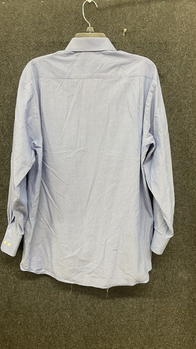 Tommy Hilfiger Men's Blue White Stripe Button Up Dress Shirt Sz 15.5 32-33