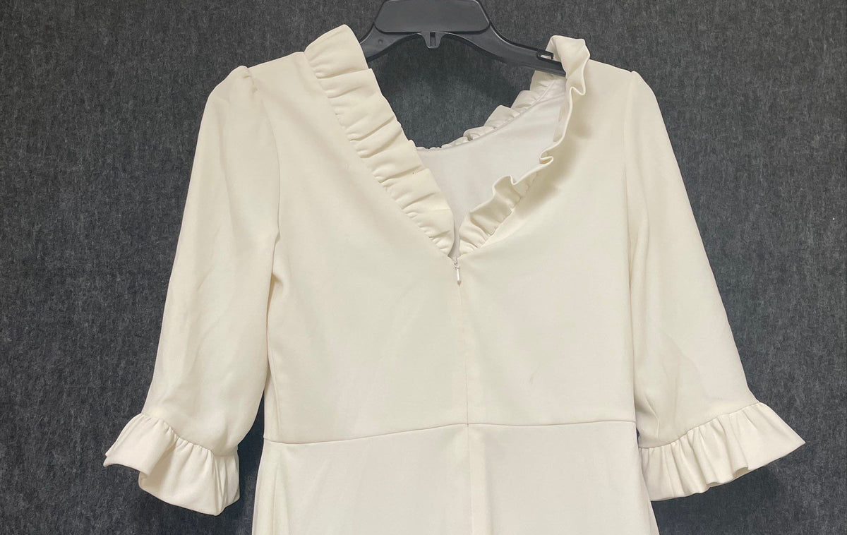 Camilyn Beth Women's Ivory Ruffle Neck Fit & Flare Mini Dress Sz 00 NWT