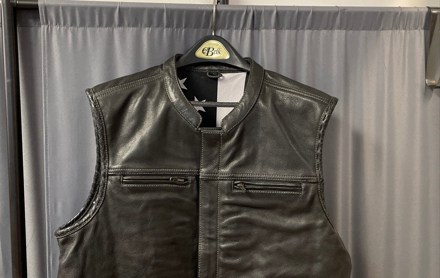 First MFG Co. Men's Black Leather Custom Shop Handmade Motorcycle Vest Sz XL