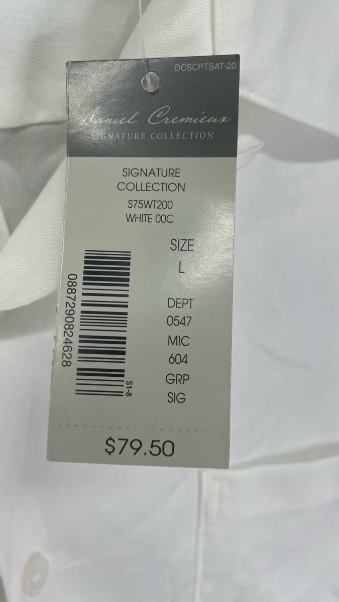 Daniel Cremieux Signature Collection Men's White SS Camp Collar Shirt NWT Sz L