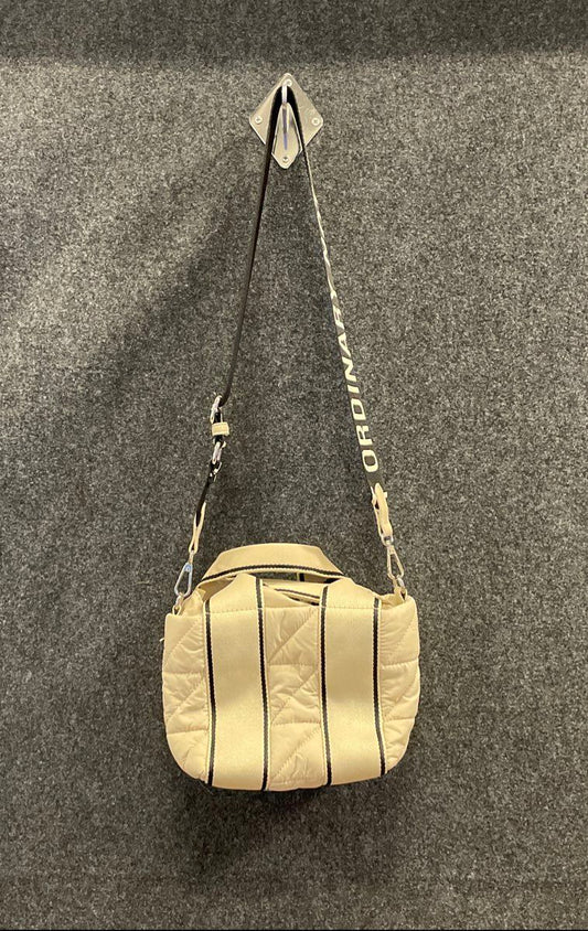 Zara Cream Quilted Padded Crossbody Shoulder Bag Webbing Strap Ordinary