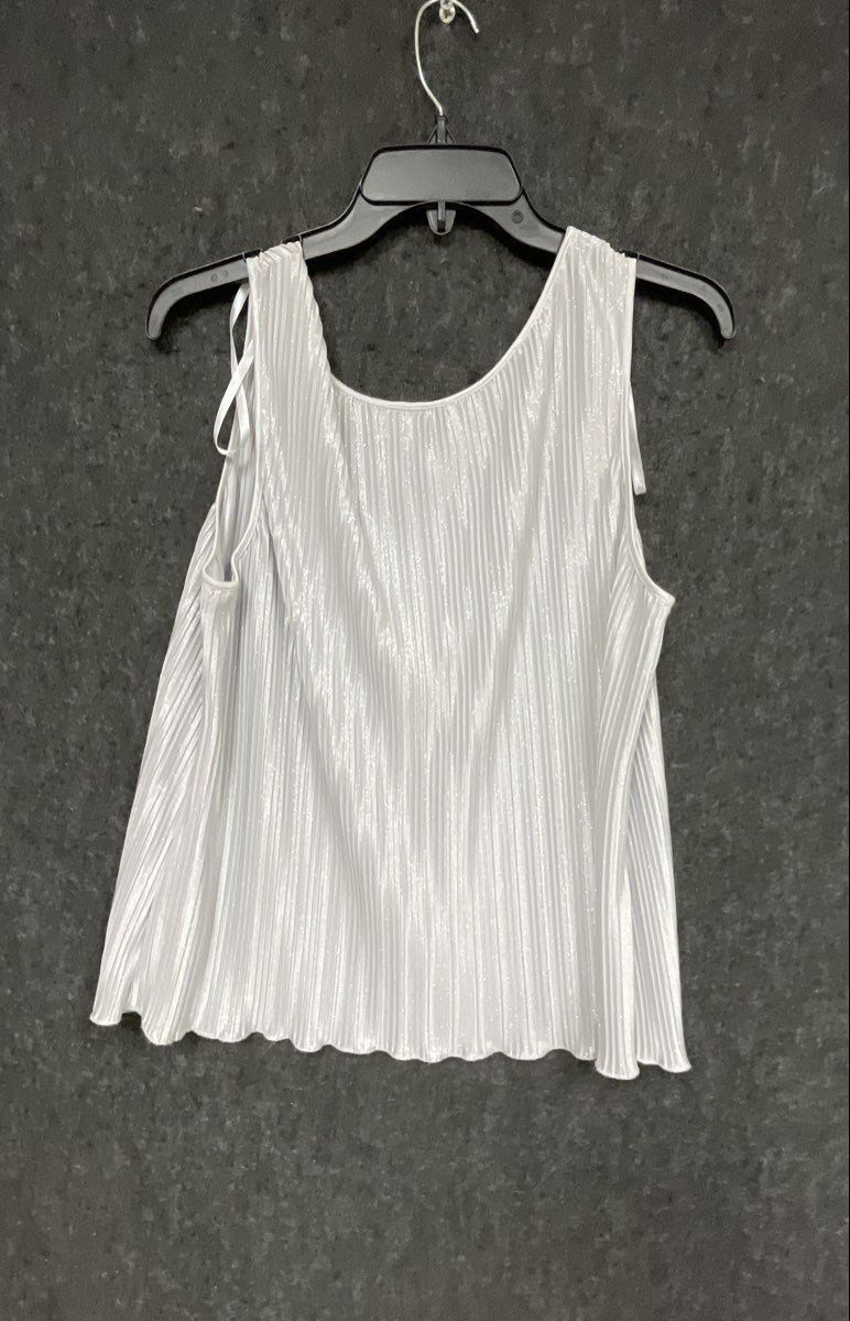 R&M Richards Women's Silver Metallic Pleated 2-Piece Jacket & Shell Set Sz 16W