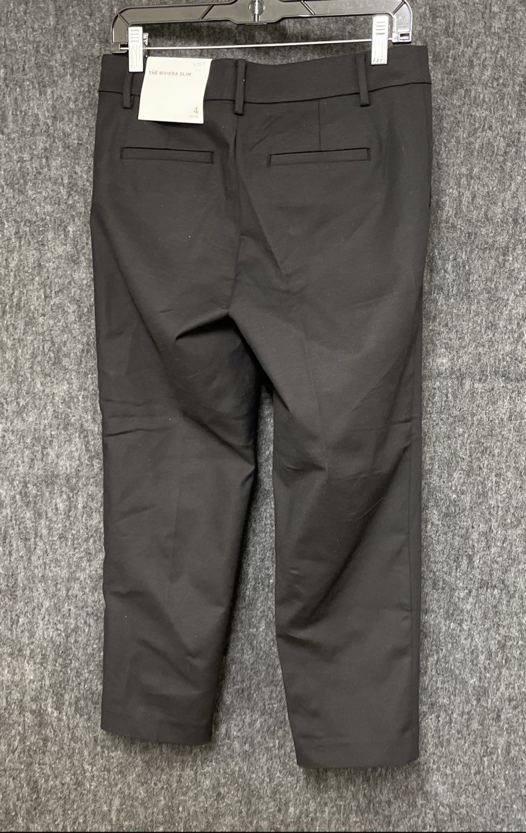 LOFT Women's The Riviera Slim Black Trousers Pants Sz 4 Petite NWT