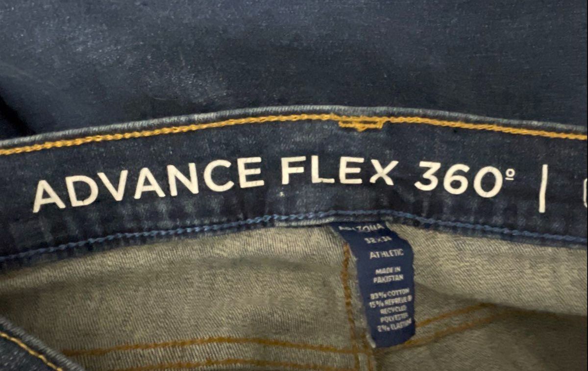 Arizona Men's Blue Advance Flex 360 Athletic Fit Whiskered Jeans Sz 32x34