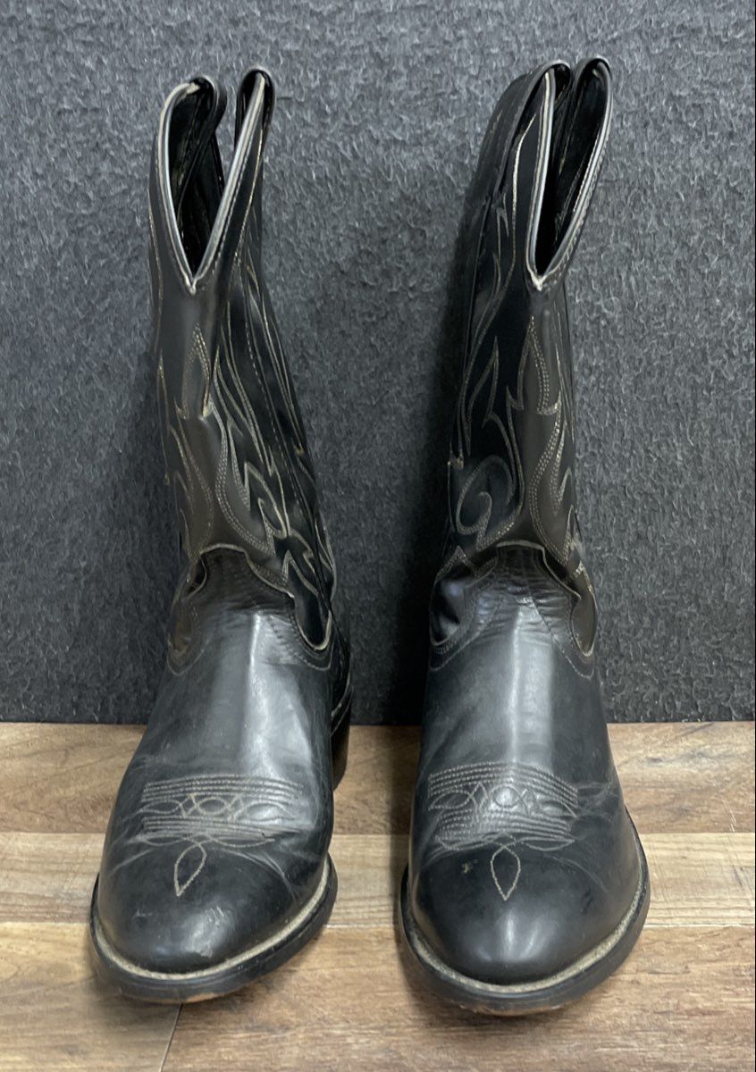 Vintage Laredo Black Leather Western Cowboy Boots Men's Size 9 EE USA