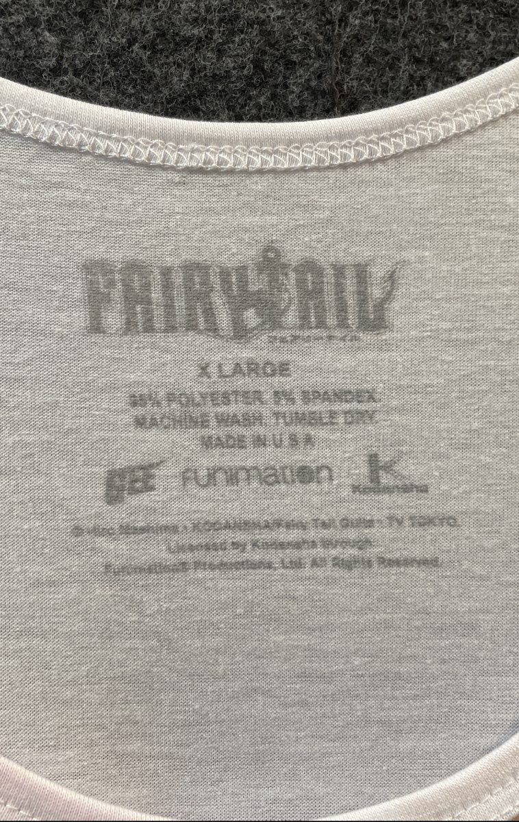 Fairy Tail Men's Tank Top White Anime Graphic Natsu Lucy Erza Gray Sz XL