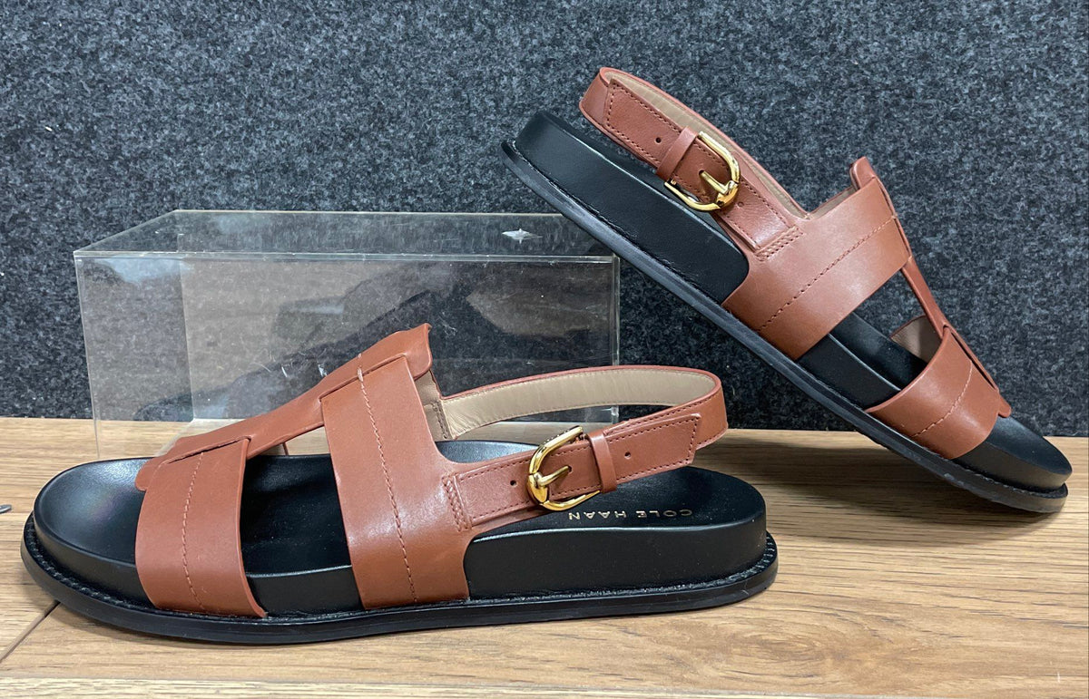 Cole Haan Grand Ambition Carmel British Tan Leather Sandals Women's Size 9B