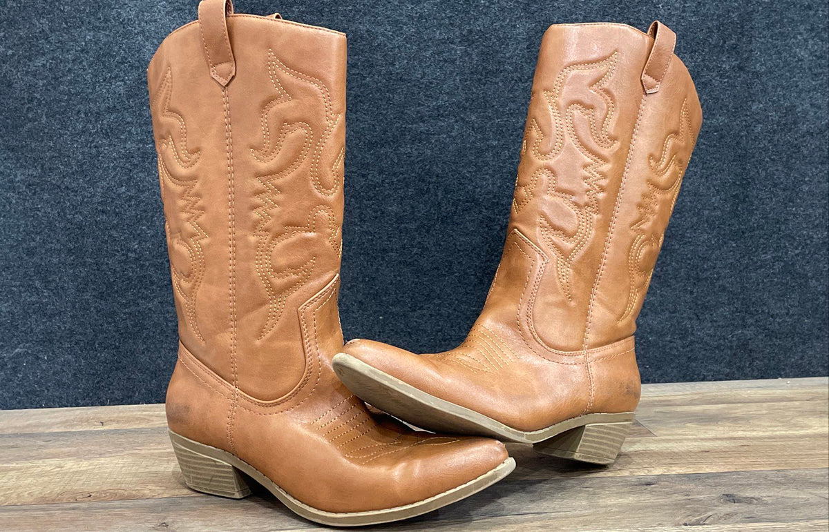 Dream Pairs Brown Faux Leather Western Cowboy Boots Women's Size 8.5