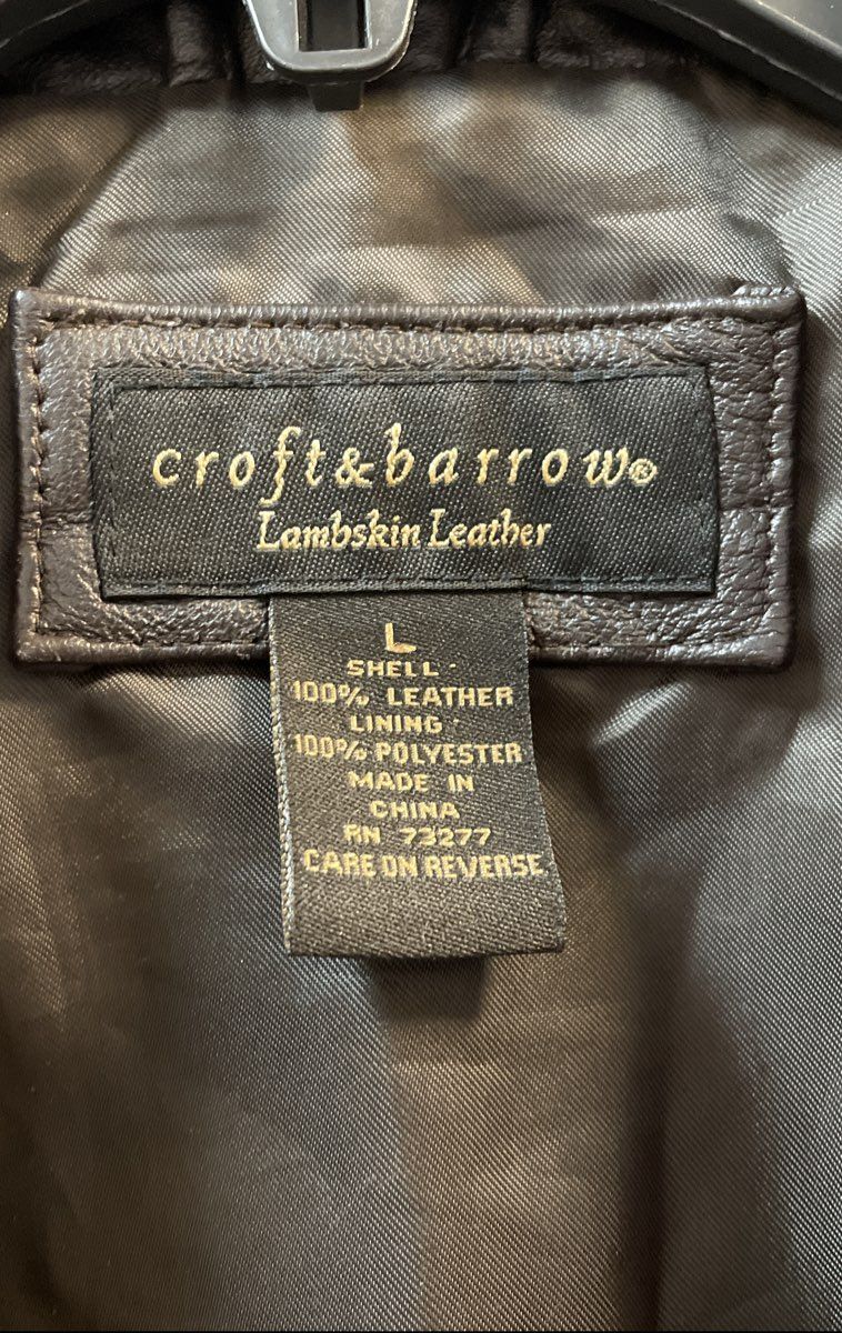 Croft & Barrow Women's Brown Lambskin Leather Button Front Jacket Sz L