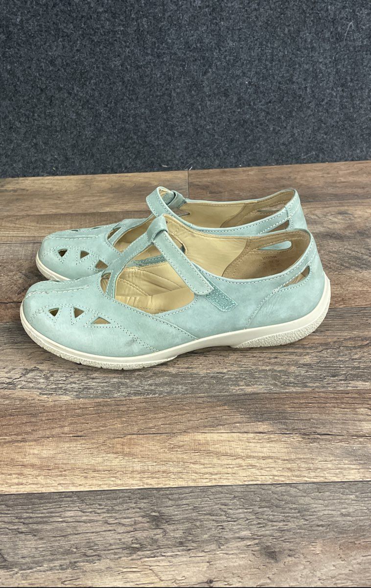 Hotter Martha Green T-Strap Mary Jane Walking Shoes Women's Size 7.5