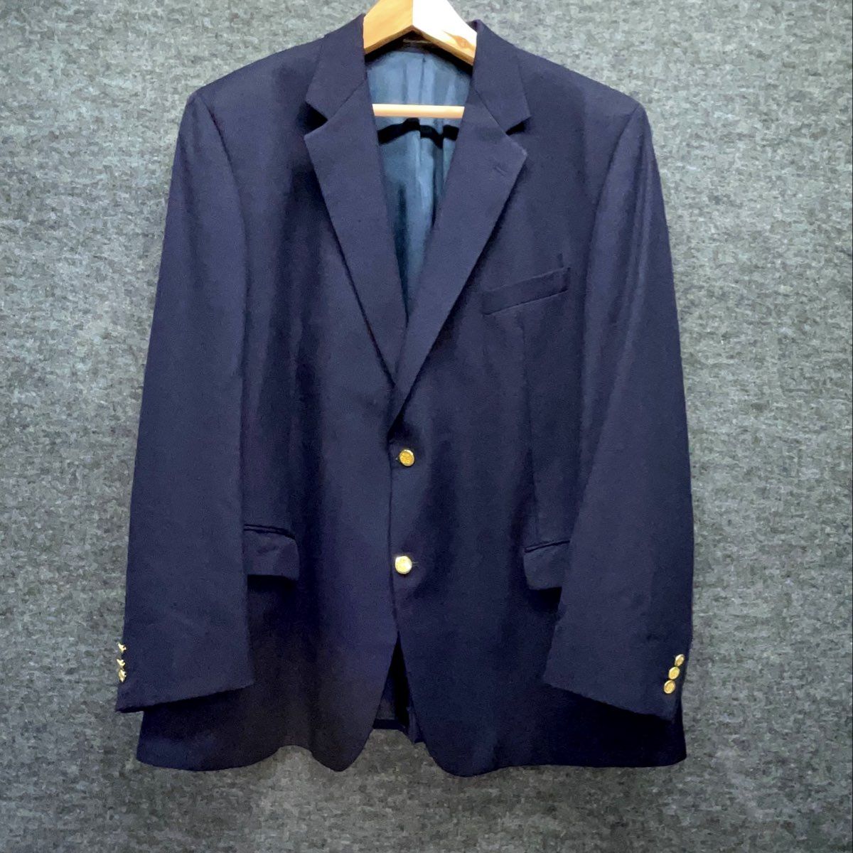 Botany 500 Men's Navy Blue Virgin Wool Blazer Sport Coat Gold Buttons Sz 50L
