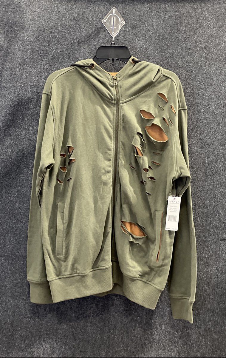 Jordan Craig Men's Olive Distressed Full Zip Hoodie Jacket Sz L NWT