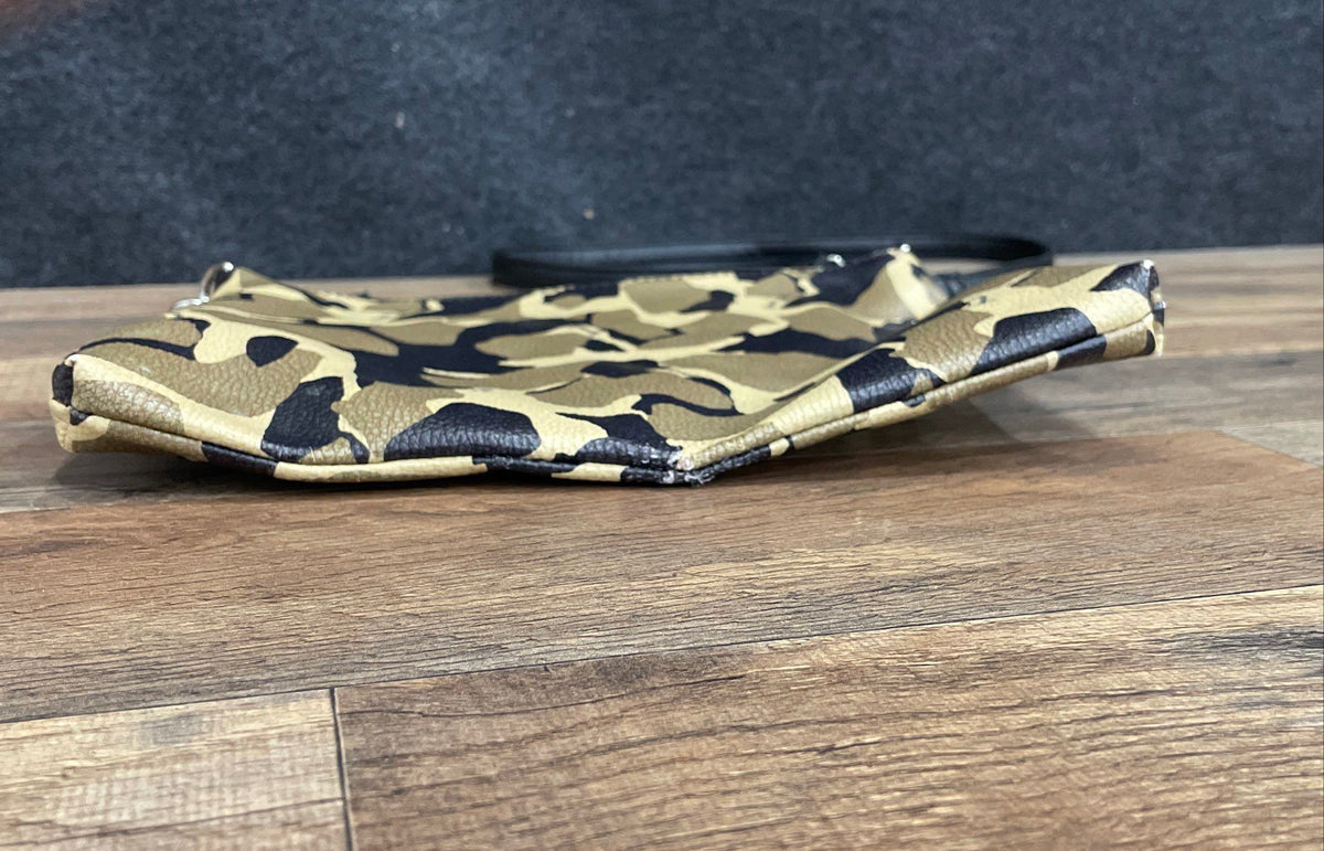 Tignanello Green Camo Leather Crossbody Bag Silver Hardware