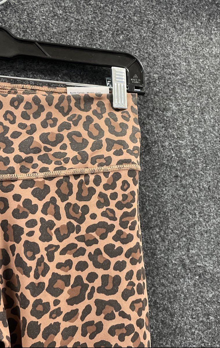 Nike Women's One Leopard Print Mid Rise Training Leggings Brown Sz S NWT