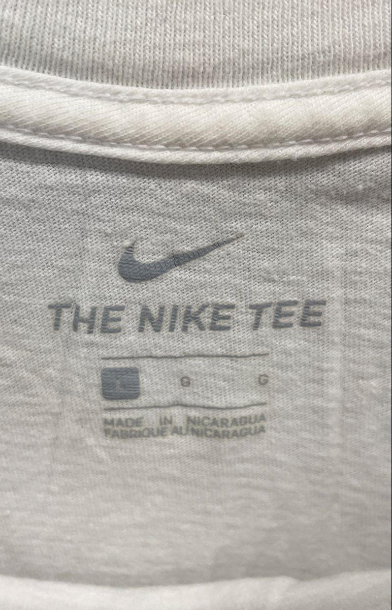 Nike Men's White Graphic T-Shirt Orange Swoosh Just Do It Logo Size L