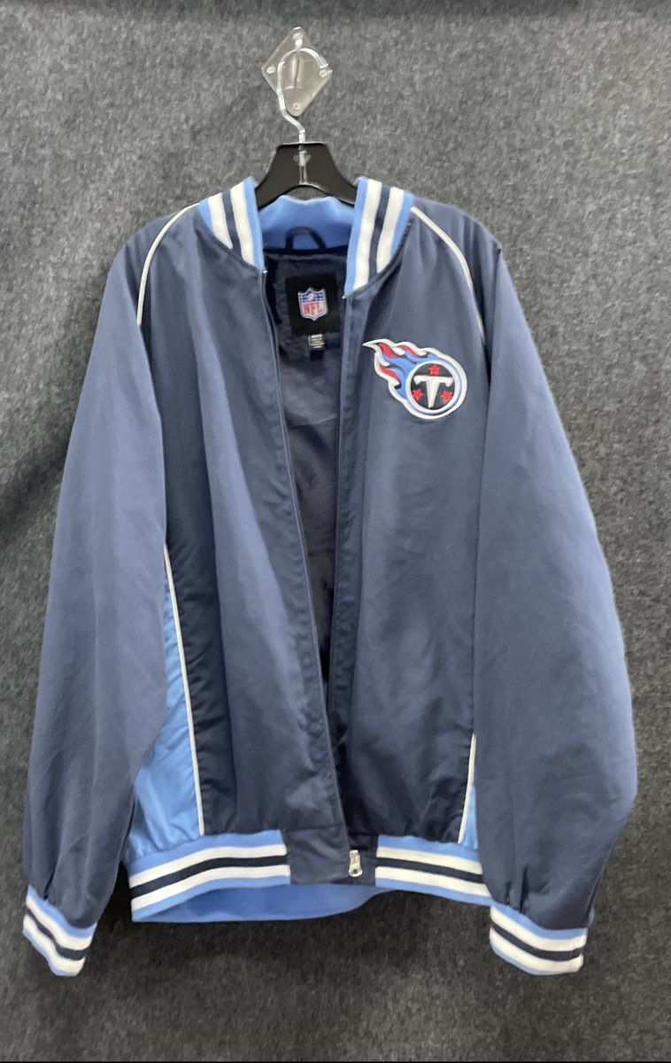 NFL Men's Tennessee Titans Navy Blue Light Blue Full Zip Logo Jacket Sz XL