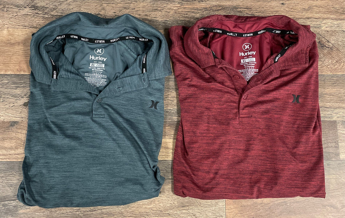 Hurley Men's Polo Shirts Set of 2 Teal Gray Burgundy Performance Stretch Sz XL