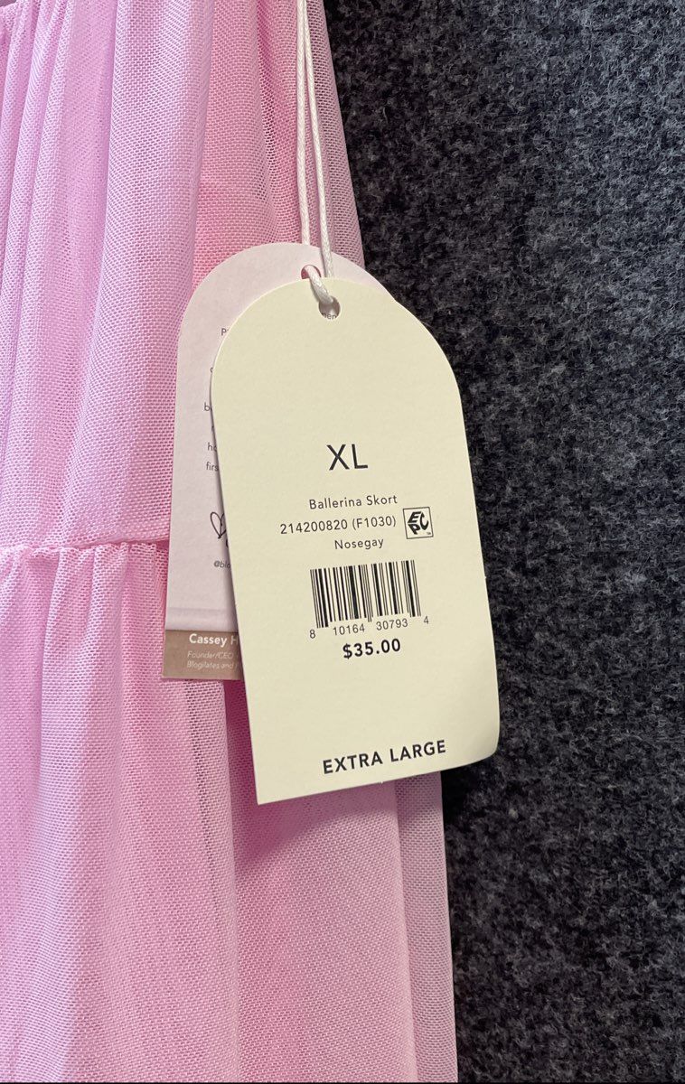Blogilates Women's Pink Tiered Tulle Ballerina Skort Crossover Waist NWT XL