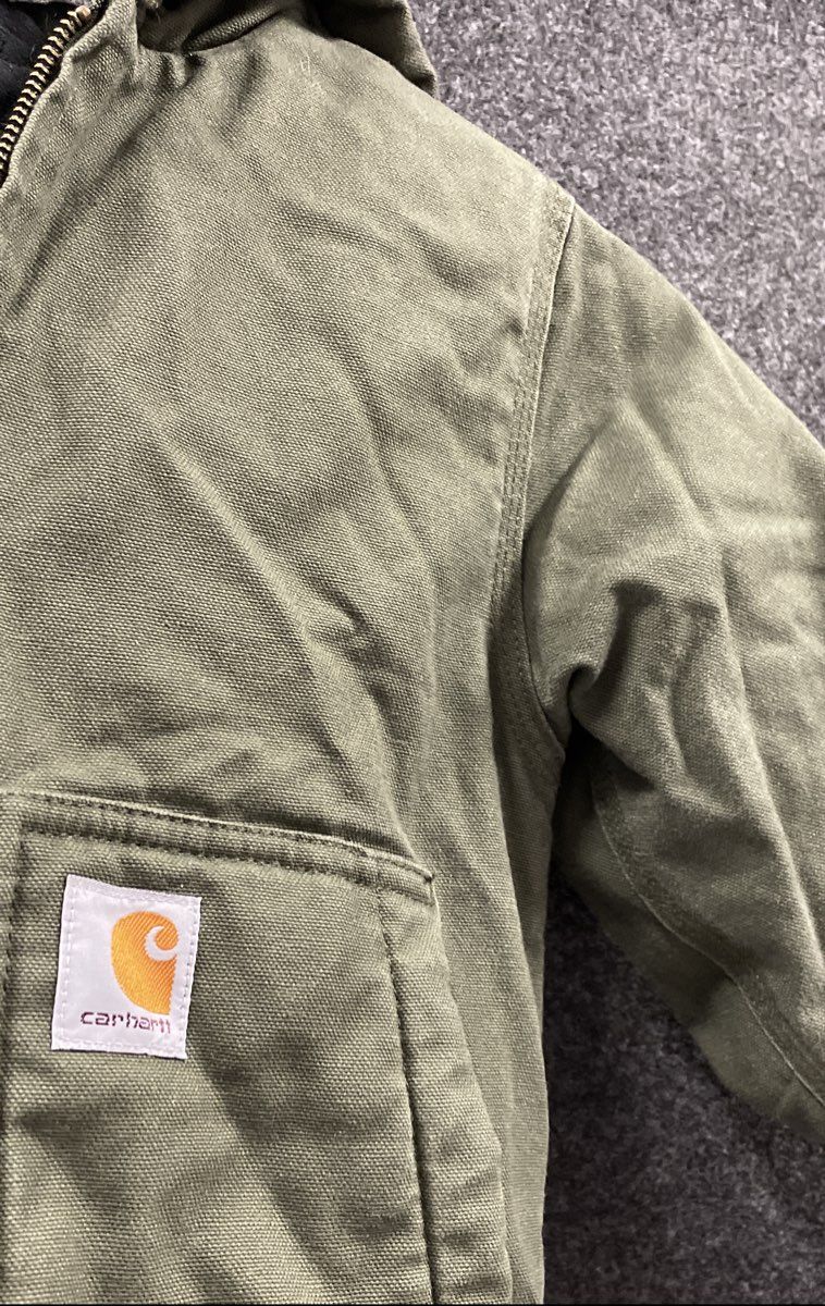 Carhartt Kids Green Duck Canvas Hooded Active Jacket OJ8545-B Sz XS (6)