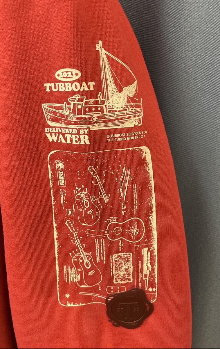 The Tubbo Moment Men's Red Ukulele Blueprint Limited Edition Hoodie Sz L