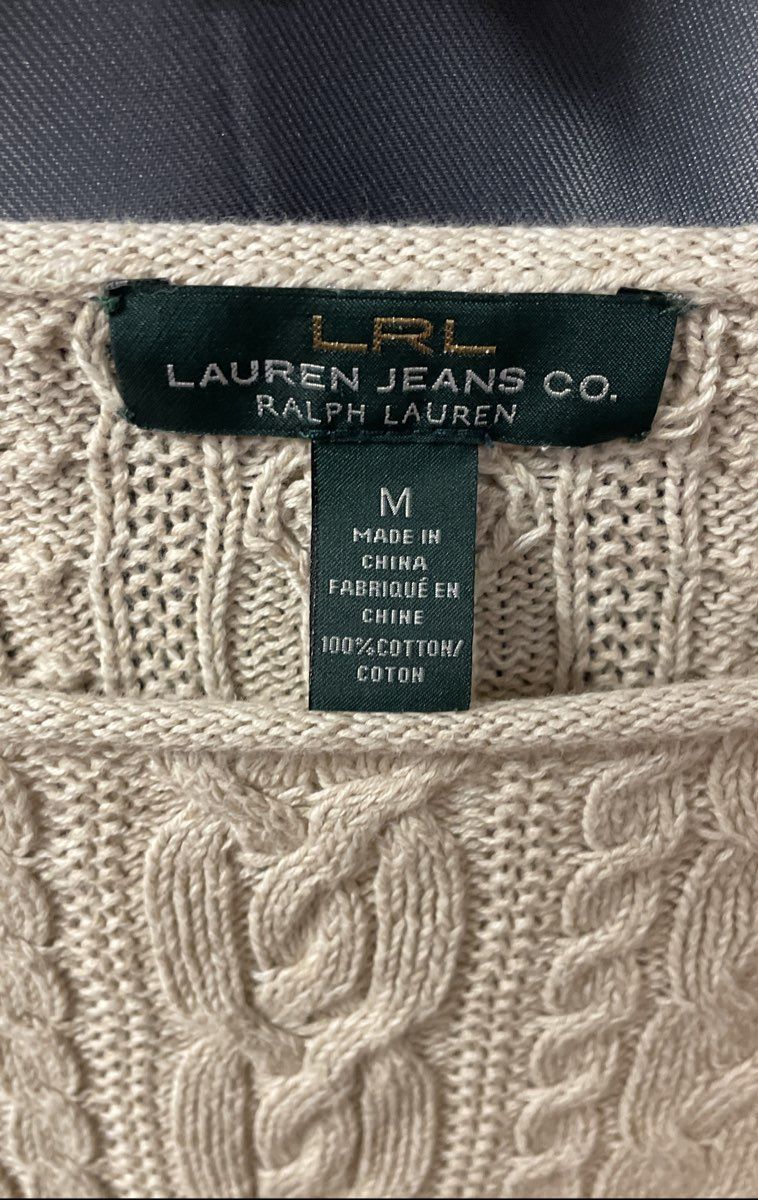 Lauren Jeans Co. Ralph Lauren Women's Beige Cable Knit Cotton Sweater Sz M
