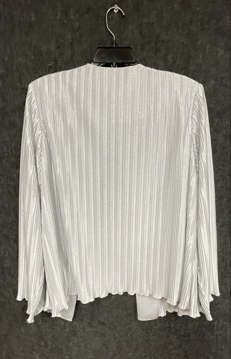 R&M Richards Women's Silver Metallic Pleated 2-Piece Jacket & Shell Set Sz 16W