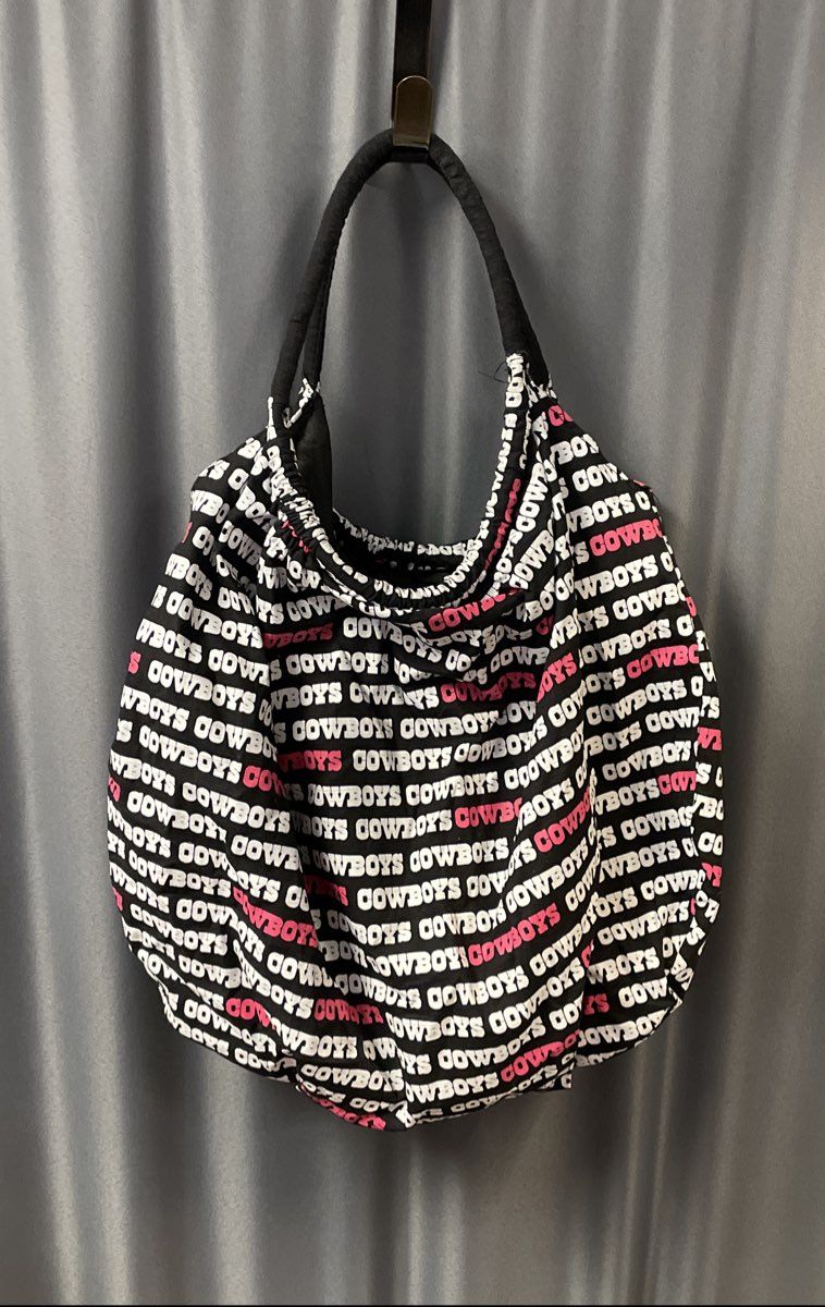 NFL Dallas Cowboys Black White Pink All Over Print Star Logo Hobo Tote Bag