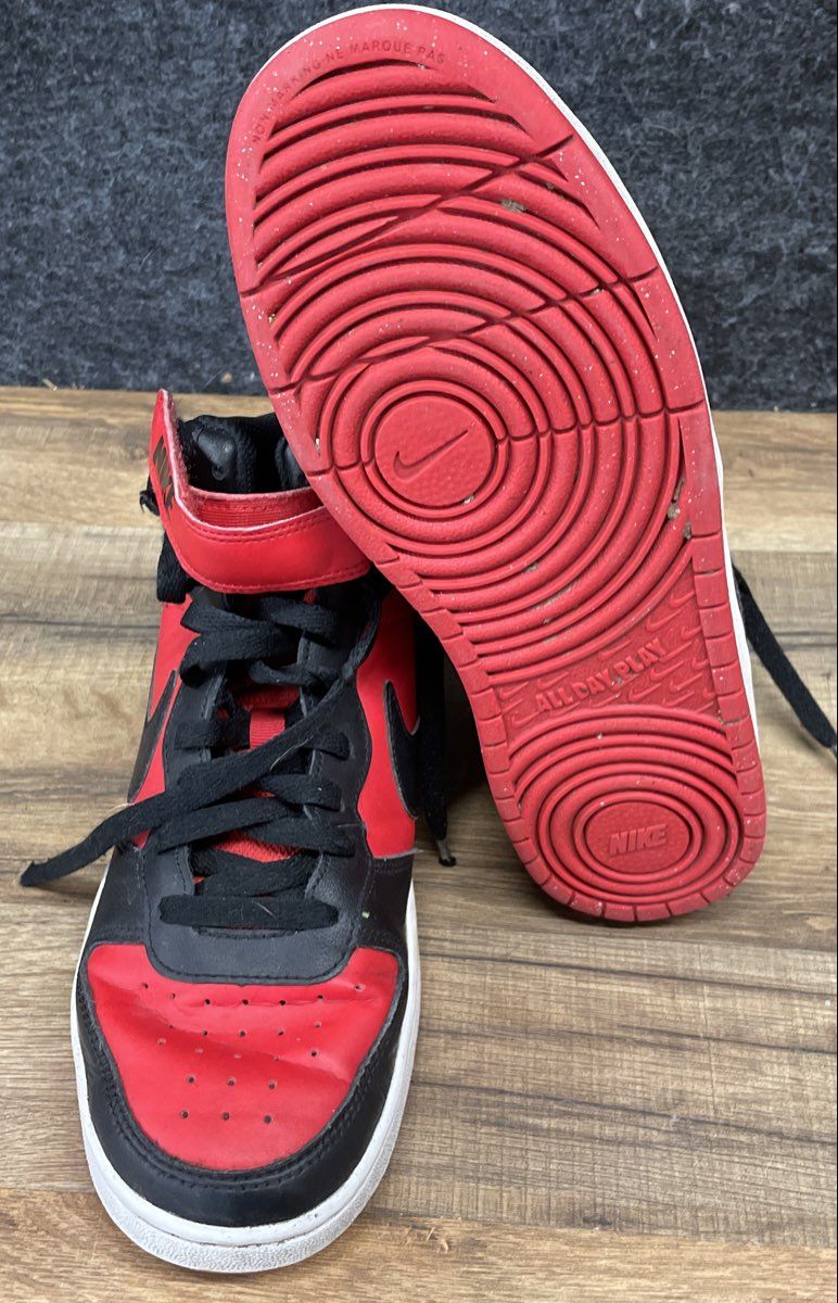 Nike Court Borough Mid 2 Black University Red Sneakers Size 7Y