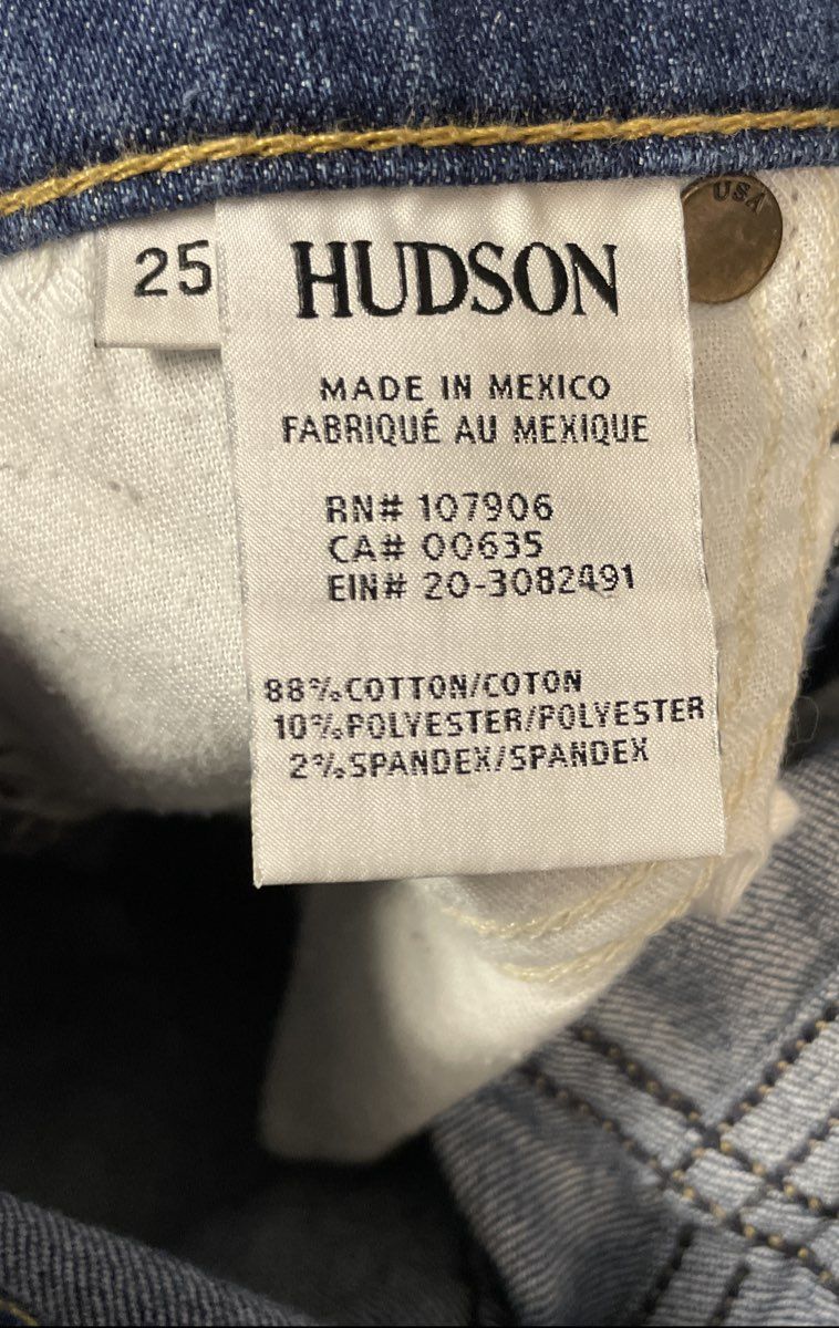 Hudson Women's Blue Krista Super Skinny Crop Distressed Ripped Jeans Sz 25