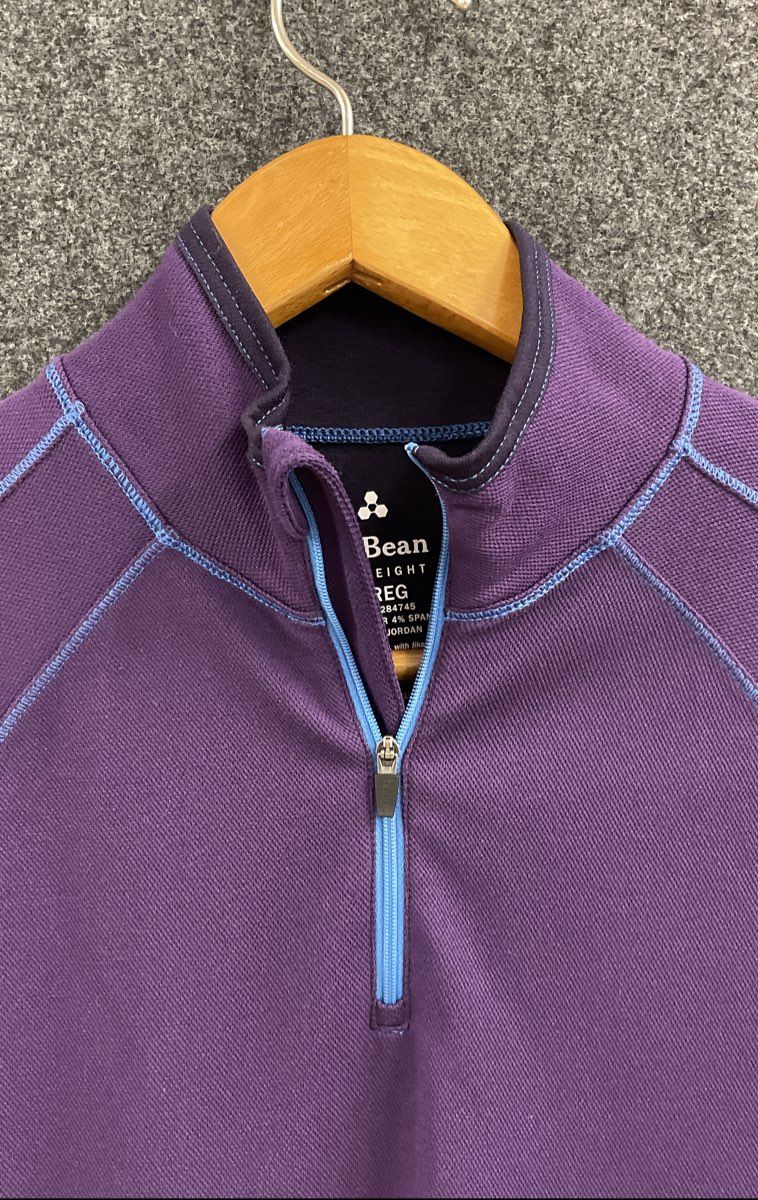 L.L. Bean Women's Purple Midweight Base Layer 1/4 Zip Pullover Thumbholes Sz S