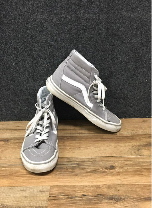 Vans Sk8-Hi Grey White Canvas Suede High Top Skate Shoes Men's 7.5 Women's 9