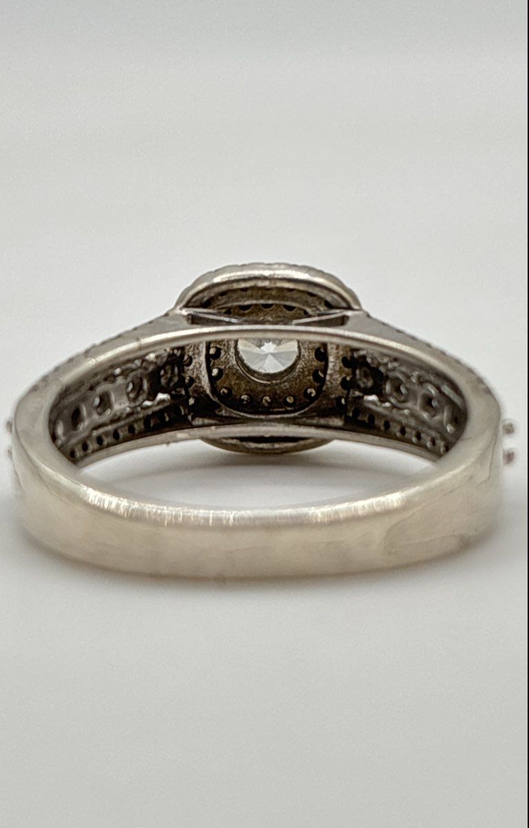 925 Sterling Silver Double Halo Round-Cut CZ Ring 4.9g