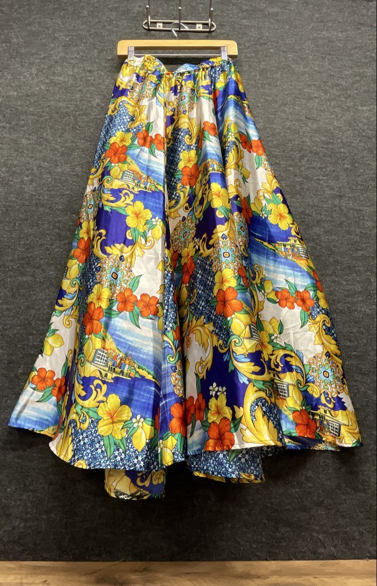 Her Destiny Women's Multicolor Floral Baroque Coastal Print Maxi Skirt Sz M
