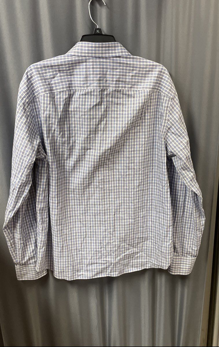 UNTUCKit Men's Durif WF Plaid Button Down Shirt Blue White Wrinkle Free Size XL