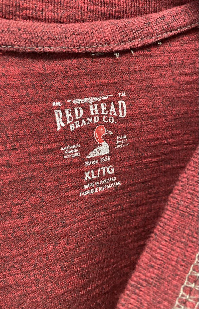 Red Head Men's Red Heathered V-Stitch Contrast Stitch T-Shirt Size XL