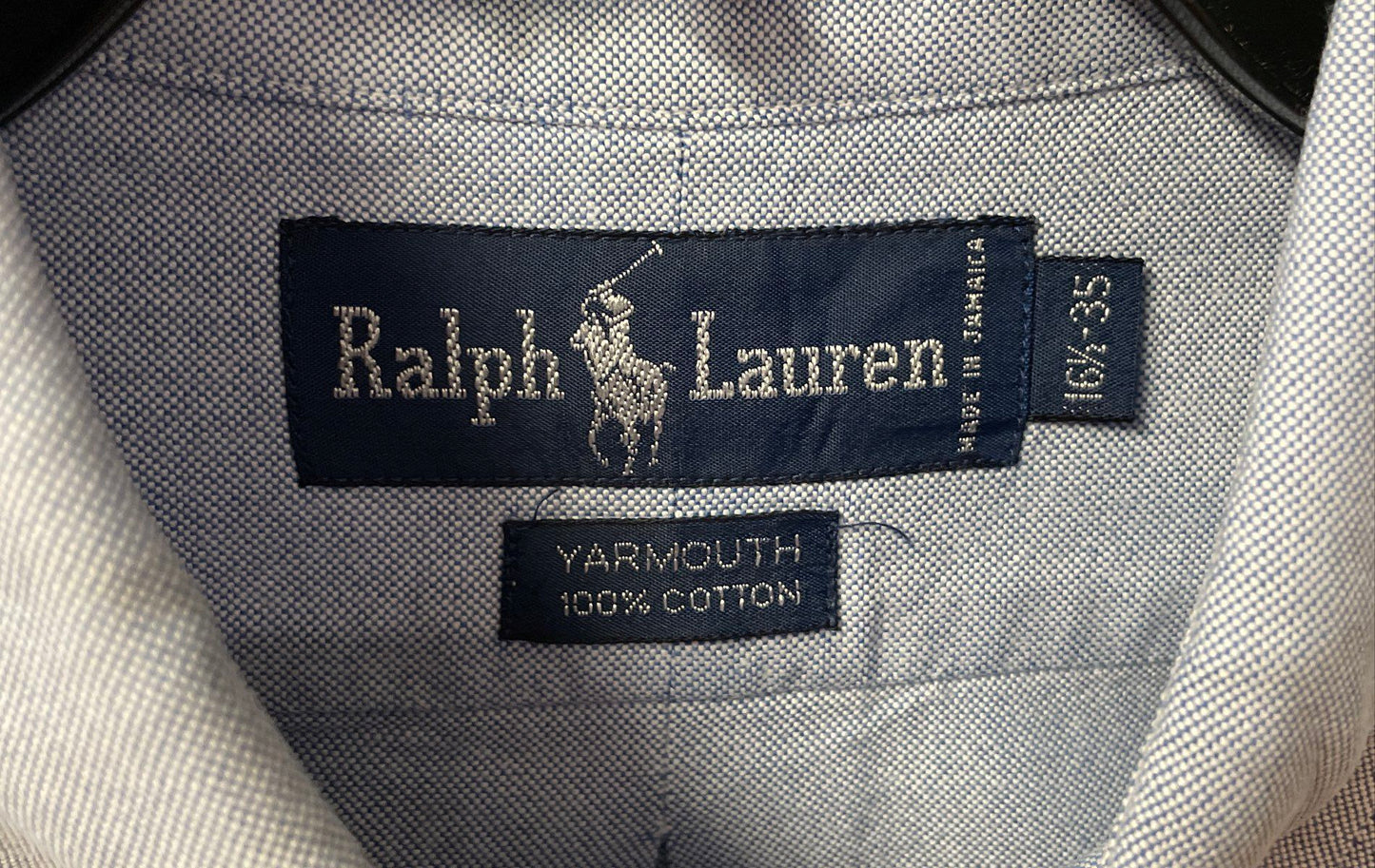 Ralph Lauren Men's Blue Yarmouth Button Down Oxford Long Sleeve Shirt Sz 16.5/35
