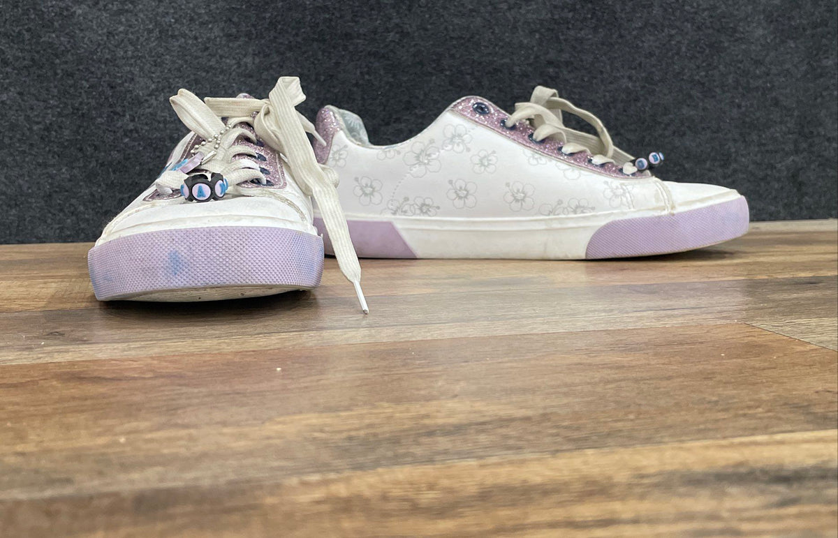 Disney Lilo & Stitch White Purple Floral Sneakers Women's Size 8.5