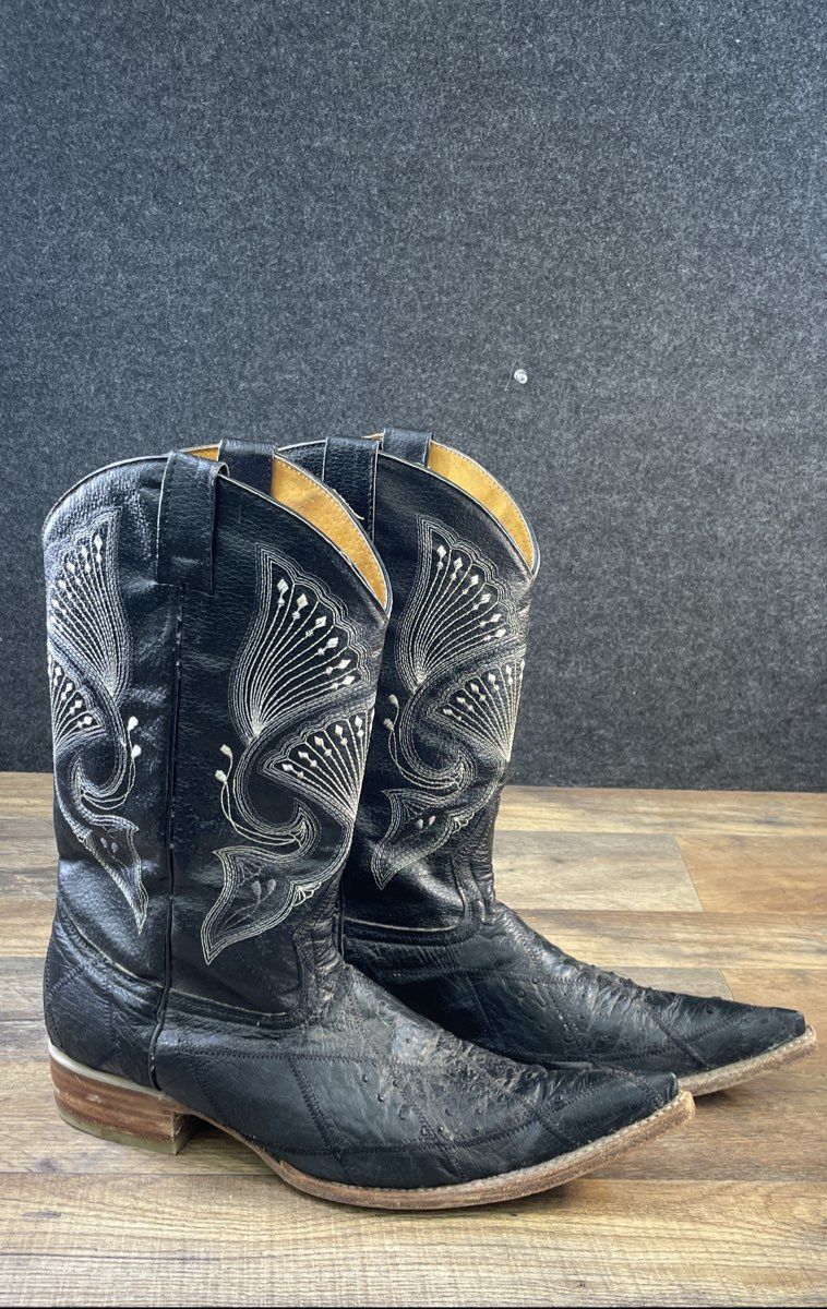 Arango Imitation Stingray Leather Long Pointed Toe Western Boots Size 9.5