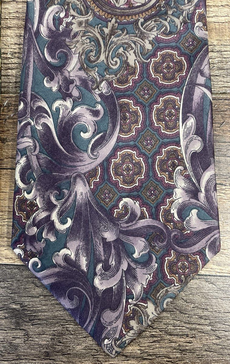 Vintage 90s Bill Bass Men's Silk Neckties Lot 3 Geometric Scroll Medallion