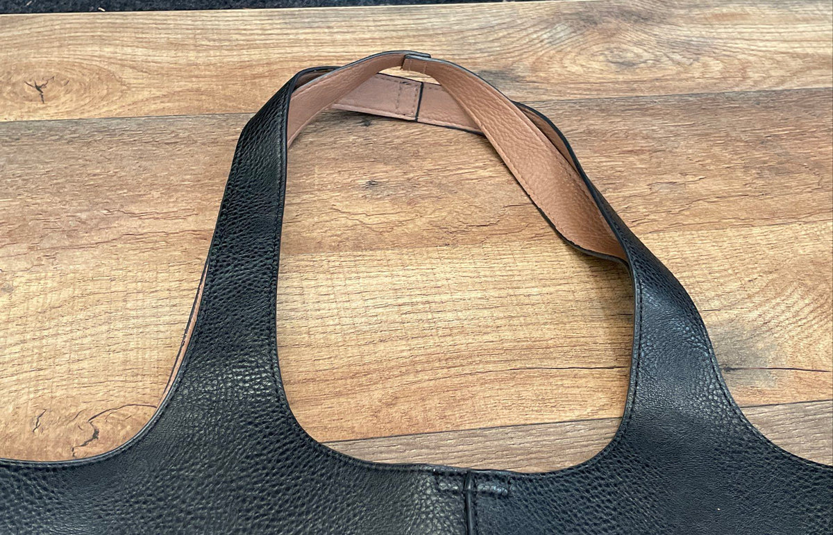 Unbranded Black Pebbled Leather Minimalist Large Tote Bag