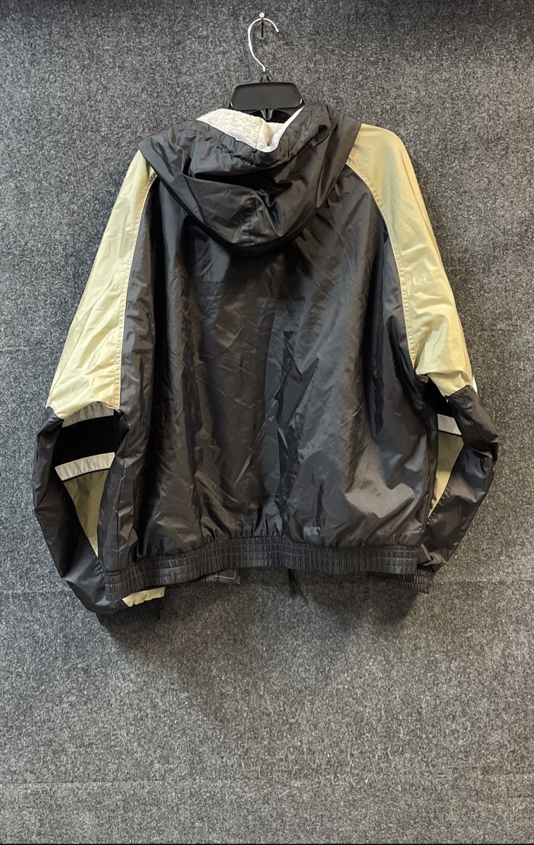 Athletic Works Men's Black Tan Colorblock Jersey Lined Hooded Jacket Sz L