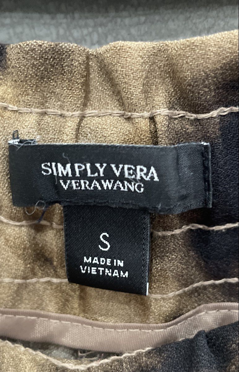 Simply Vera Vera Wang Women's Brown Black Abstract Print Elastic Waist Pants S