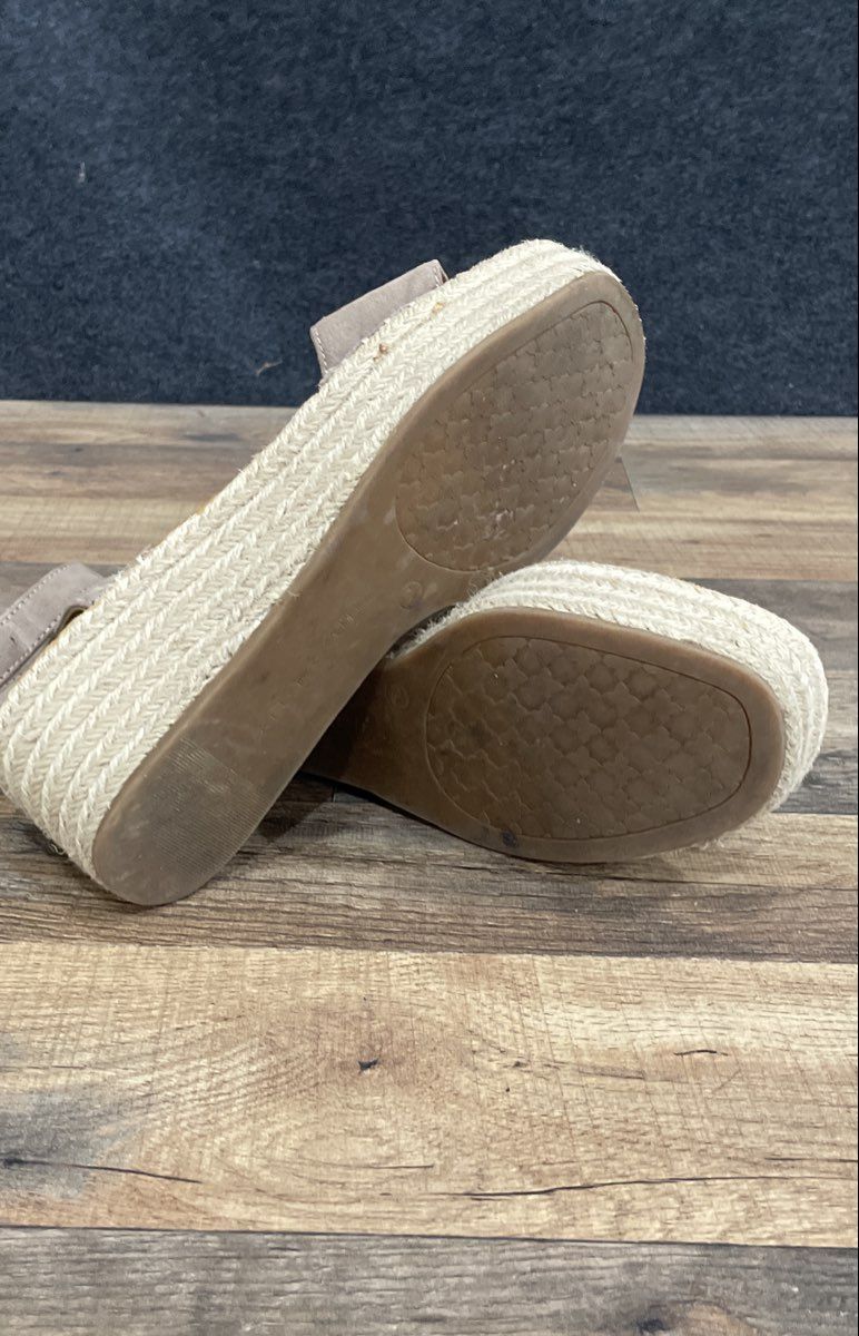 Kelly & Katie Taupe Ankle Strap Espadrille Wedge Sandals Women's Size 7.5 M